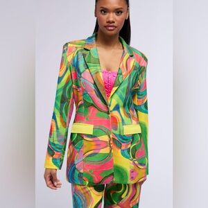 AKIRA Multicolor Abstract Blazer
